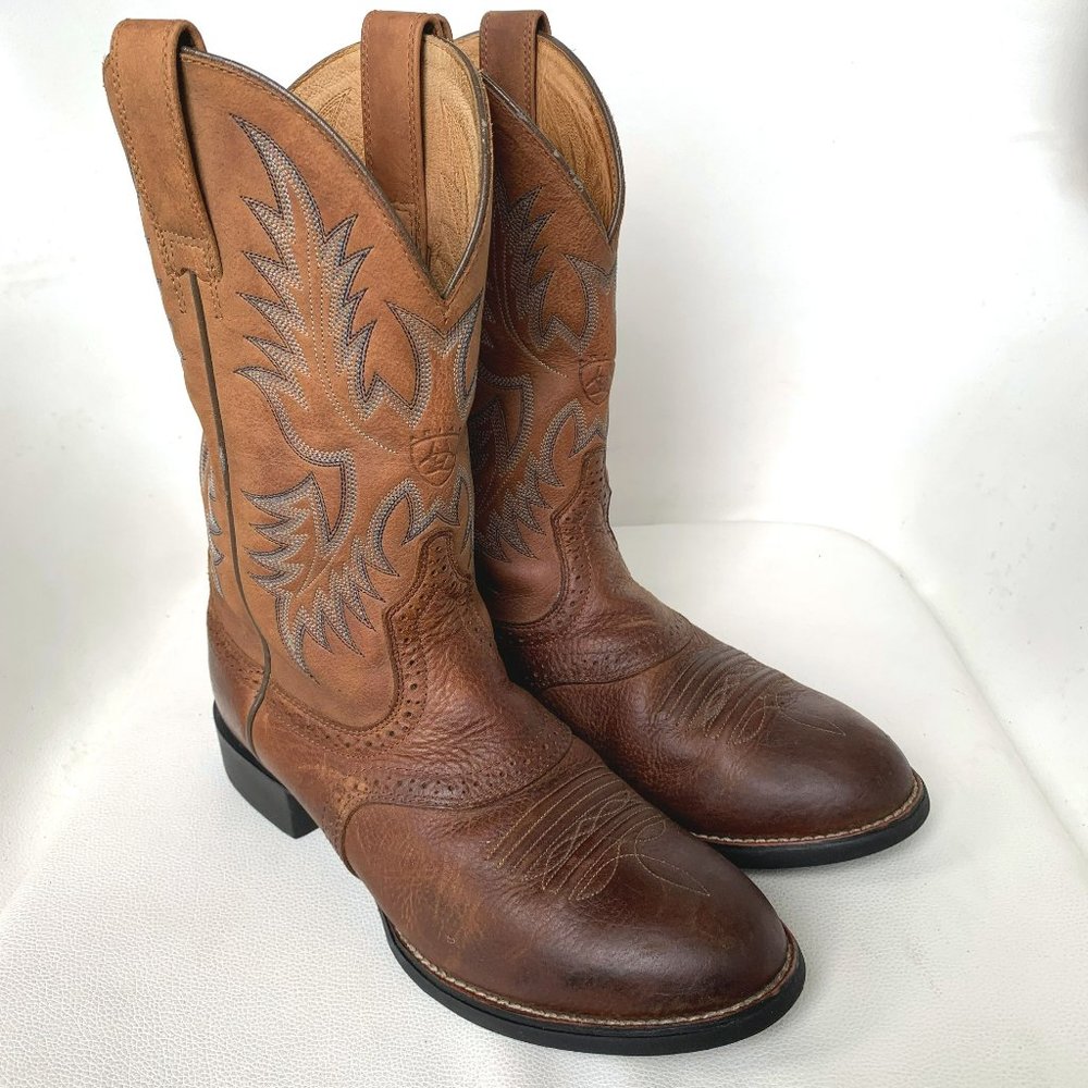 ARIAT Barrel Brown Stockman Cowboy Boots Round Toe